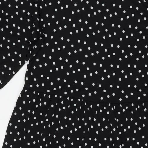 Zara Womens Black Polka Dot Polyester Maxi Size S Round Neck Pullover