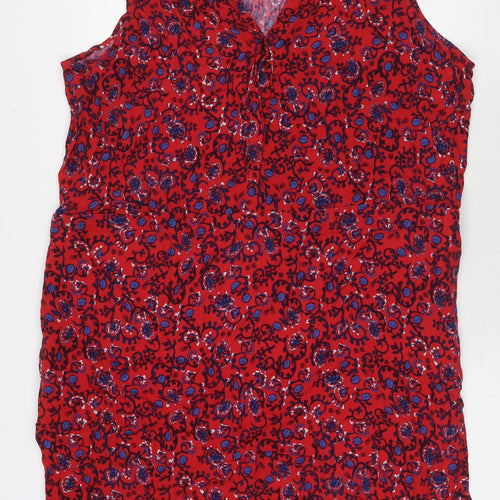 Gap Womens Red Floral Viscose Tunic Blouse Size XL V-Neck