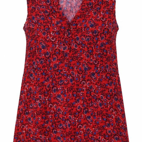 Gap Womens Red Floral Viscose Tunic Blouse Size XL V-Neck