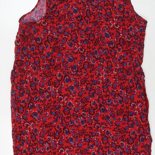 Gap Womens Red Floral Viscose Tunic Blouse Size XL V-Neck