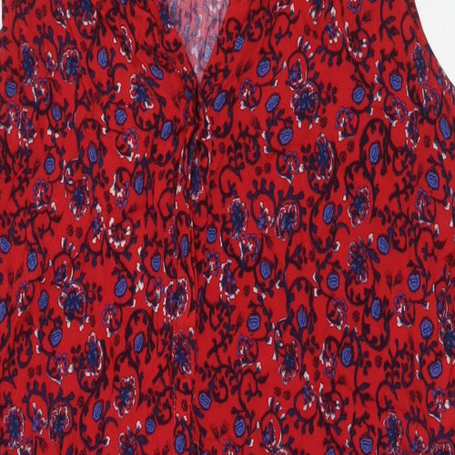 Gap Womens Red Floral Viscose Tunic Blouse Size XL V-Neck