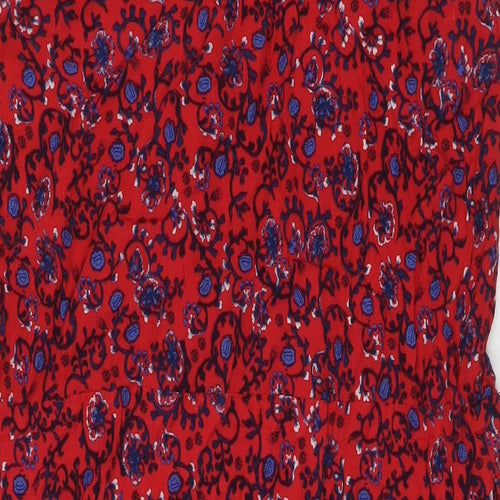 Gap Womens Red Floral Viscose Tunic Blouse Size XL V-Neck