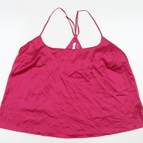 Marks and Spencer Womens Pink Polyester Camisole Tank Size L Round Neck