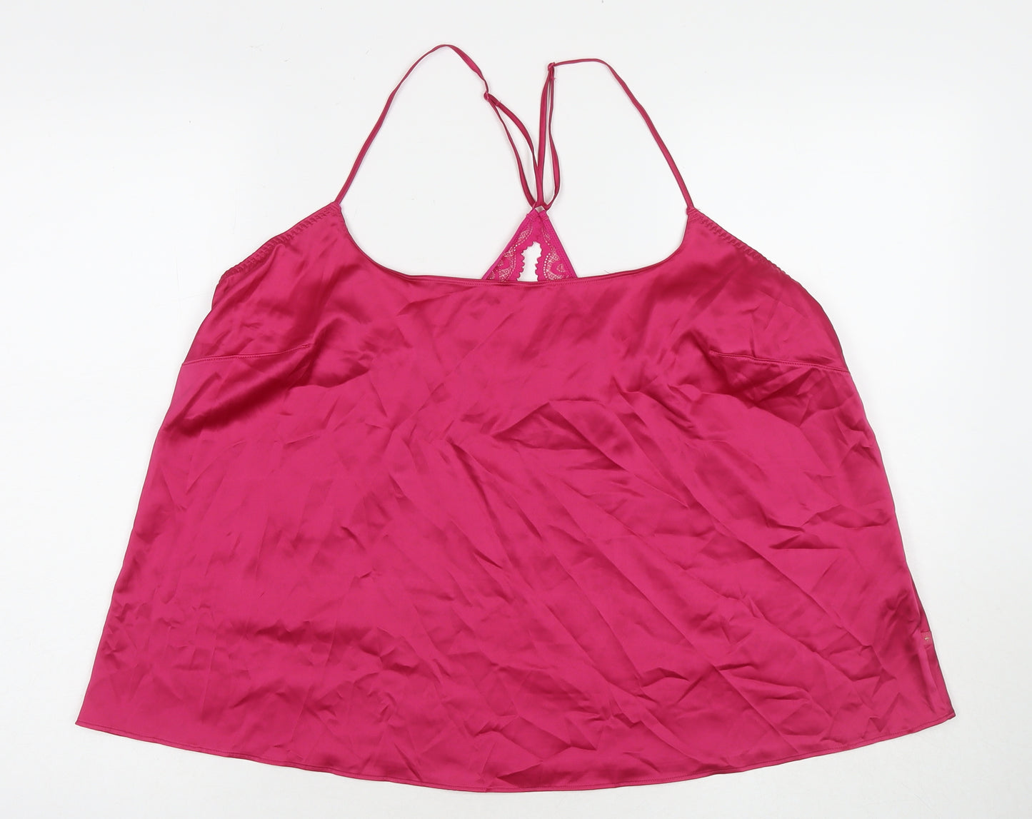 Marks and Spencer Womens Pink Polyester Camisole Tank Size L Round Neck