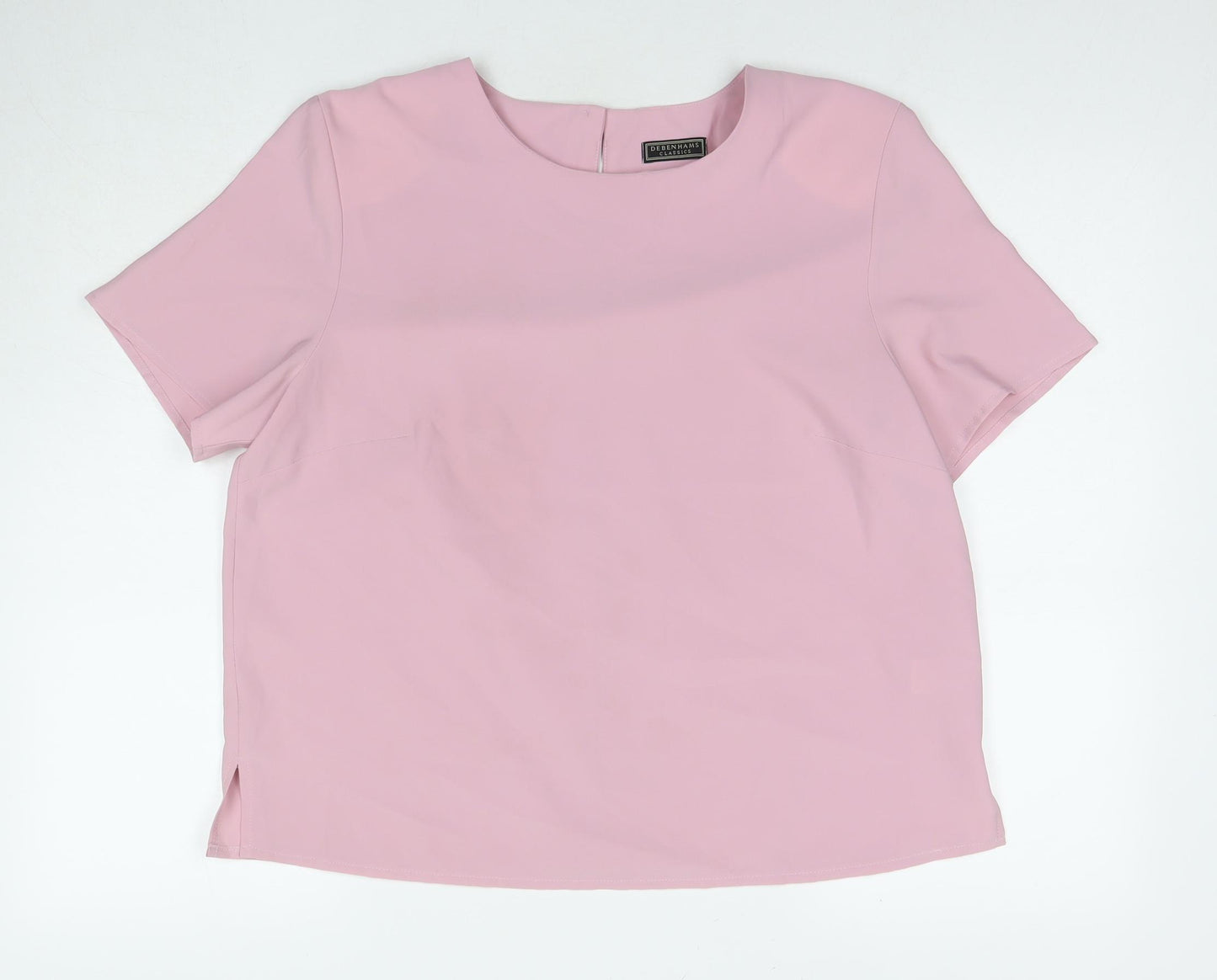 Debenhams Womens Pink Polyester Basic T-Shirt Size 16 Round Neck - Shoulder Pads