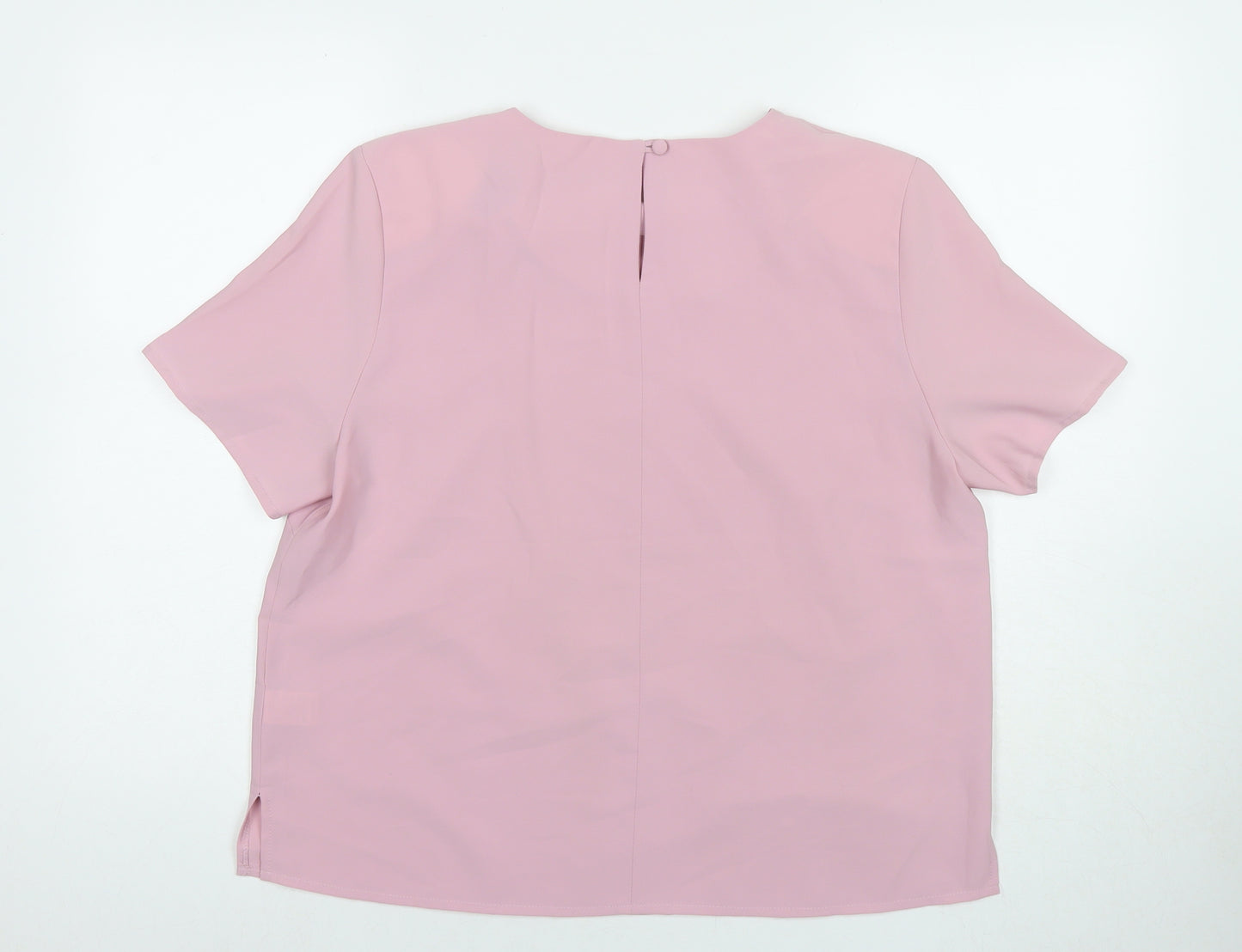 Debenhams Womens Pink Polyester Basic T-Shirt Size 16 Round Neck - Shoulder Pads