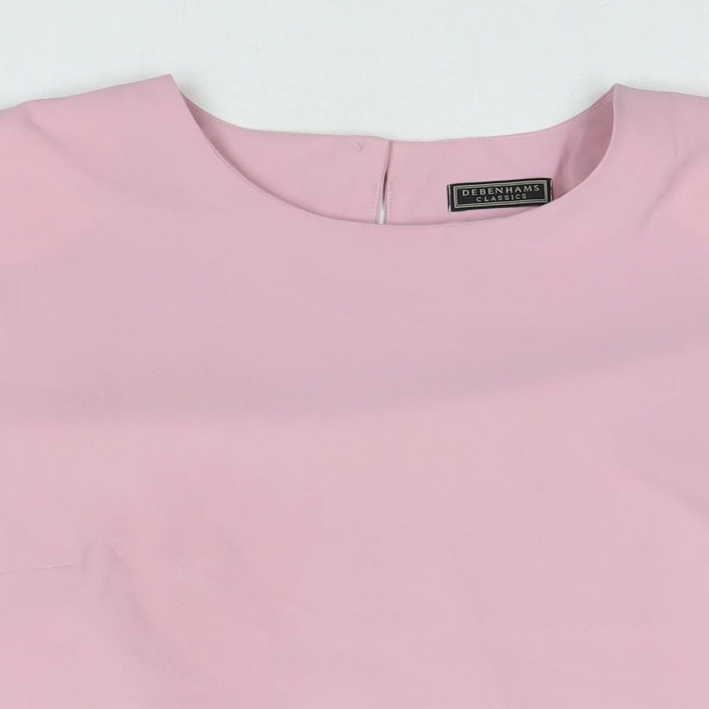 Debenhams Womens Pink Polyester Basic T-Shirt Size 16 Round Neck - Shoulder Pads