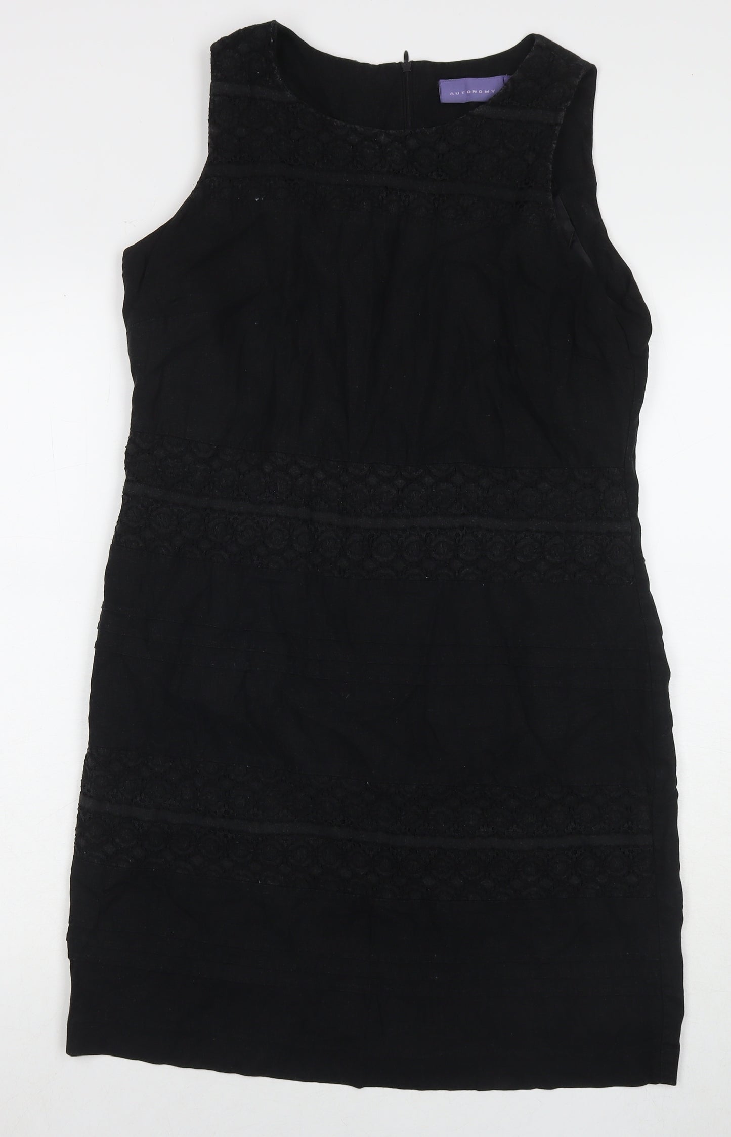 Autonomy Womens Black Cotton A-Line Size 14 Round Neck Zip