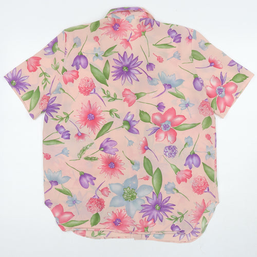Classics Womens Multicoloured Floral Polyester Basic Button-Up Size 14 Collared