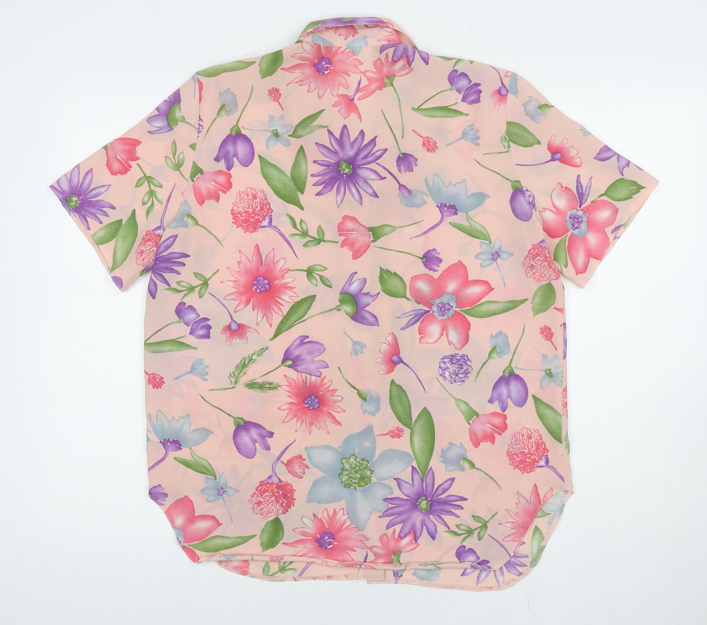 Classics Womens Multicoloured Floral Polyester Basic Button-Up Size 14 Collared