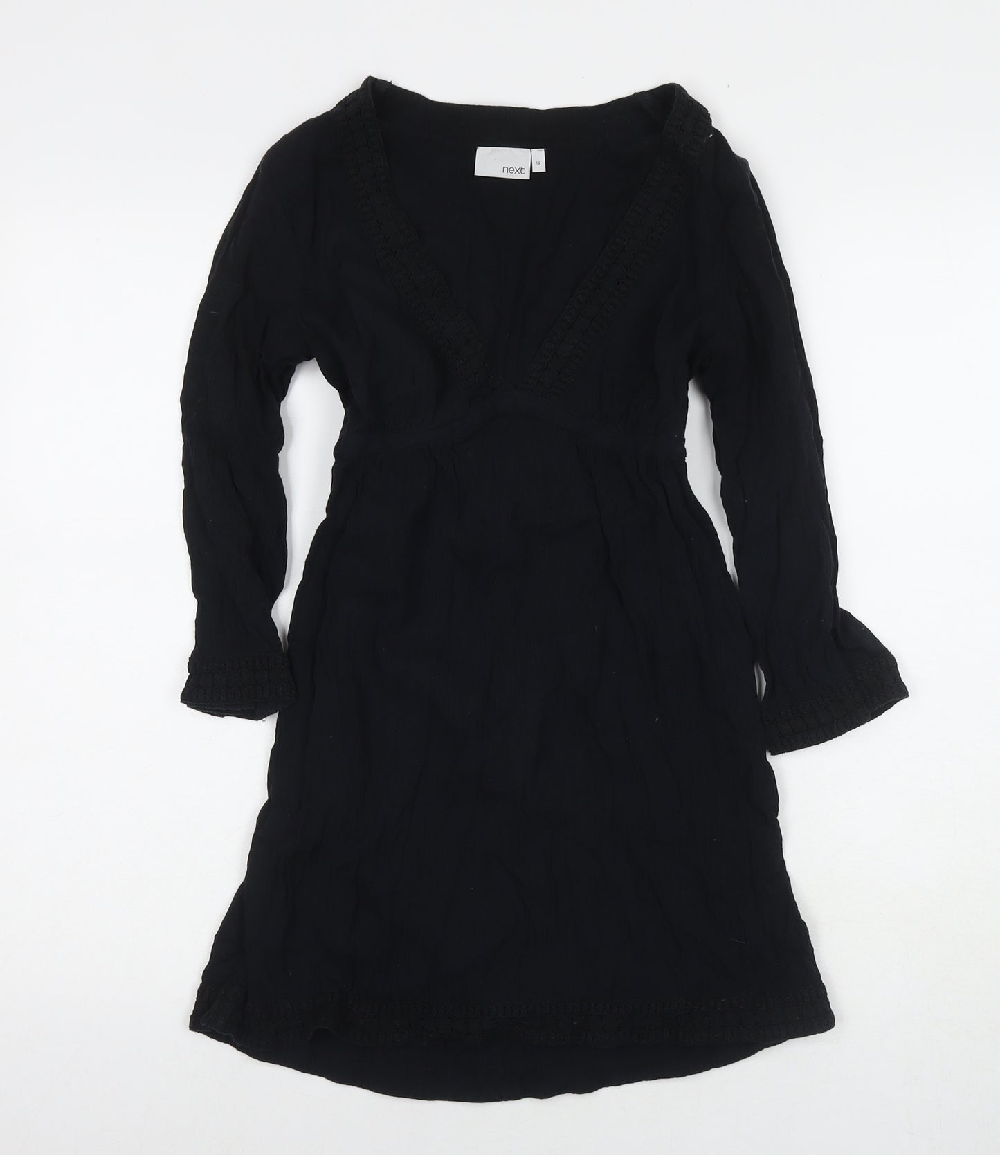 NEXT Womens Black Cotton A-Line Size 10 Round Neck Pullover