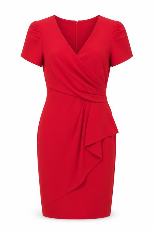 Front view of Phase Eight women’s pink polyester a-line, size UK 8, v-neck zip