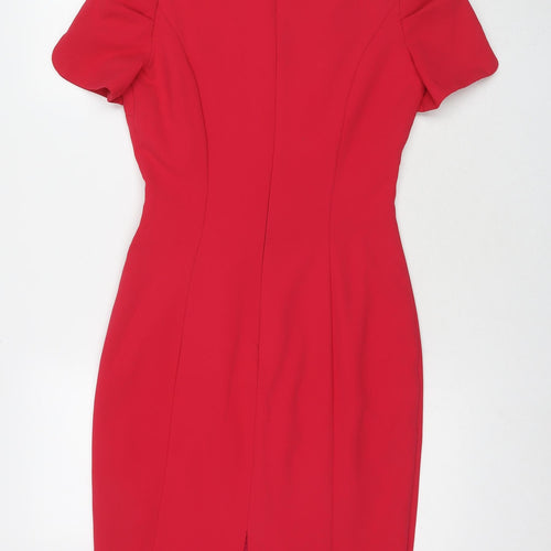 Phase Eight Womens Pink Polyester A-Line Size 8 V-Neck Zip