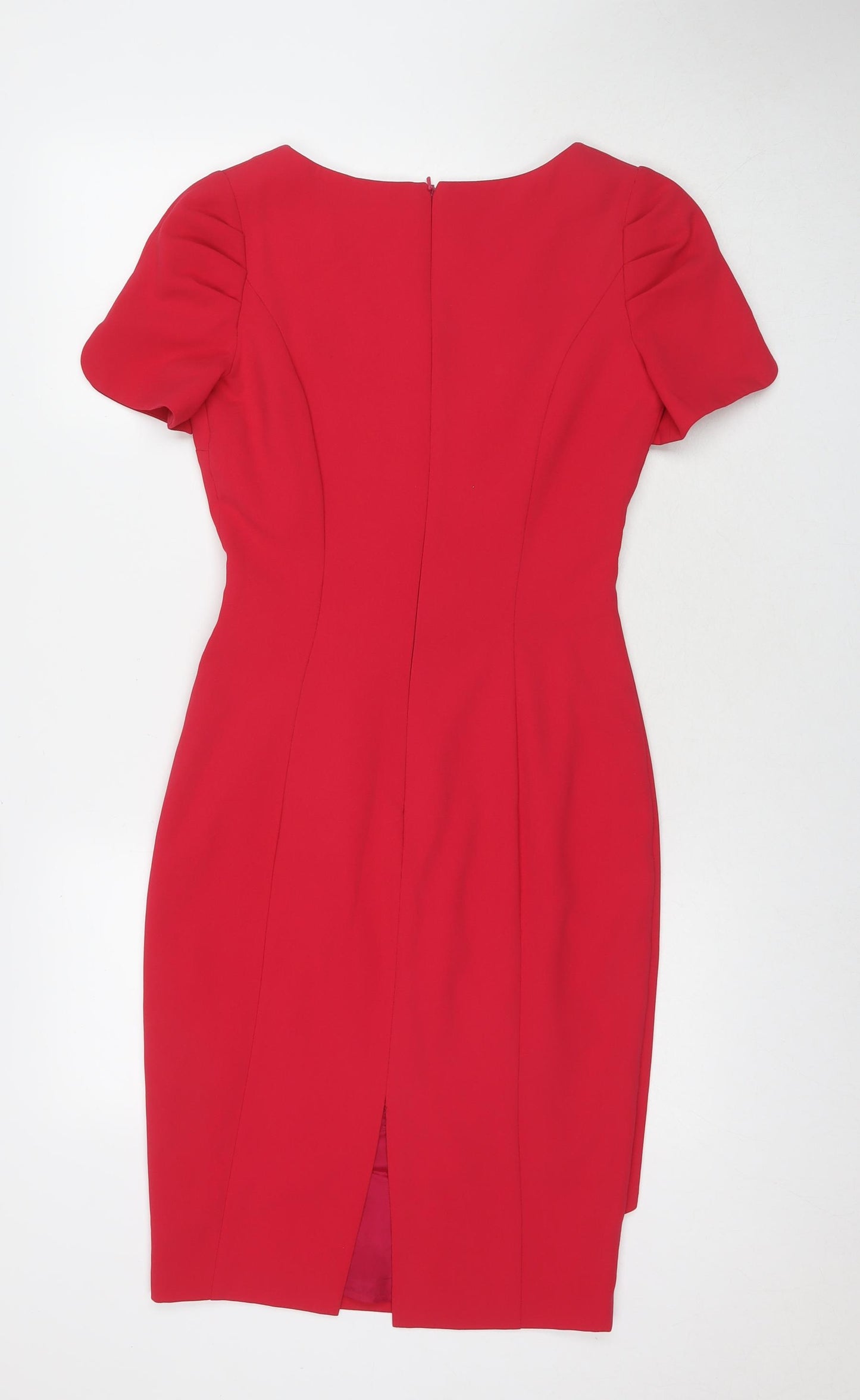 Phase Eight Womens Pink Polyester A-Line Size 8 V-Neck Zip