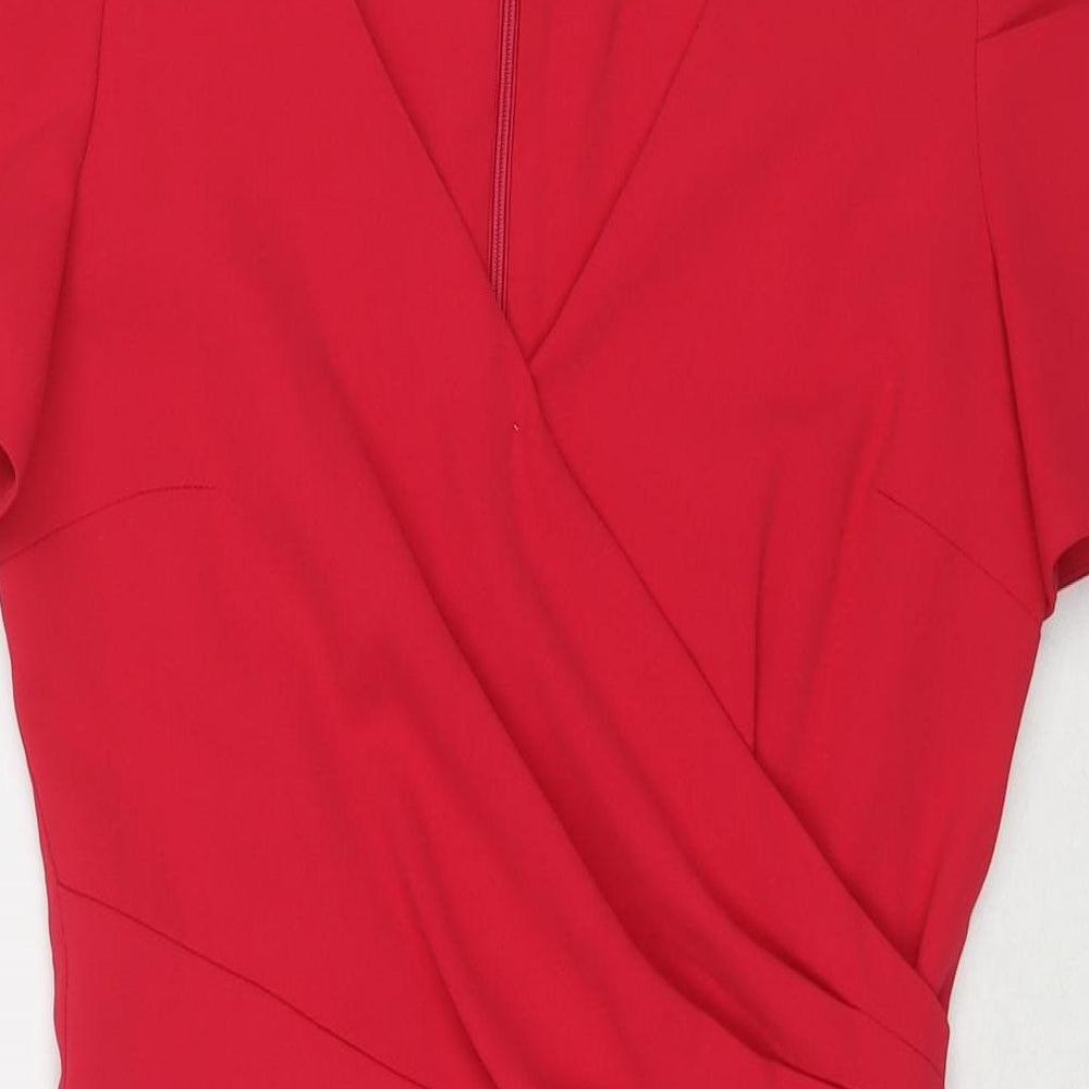 Phase Eight Womens Pink Polyester A-Line Size 8 V-Neck Zip