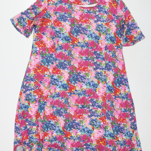 First Avenue Womens Multicoloured Geometric Viscose T-Shirt Dress Size 18 Round Neck Pullover