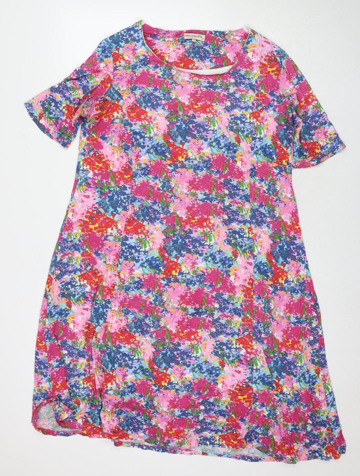 First Avenue Womens Multicoloured Geometric Viscose T-Shirt Dress Size 18 Round Neck Pullover