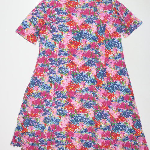 First Avenue Womens Multicoloured Geometric Viscose T-Shirt Dress Size 18 Round Neck Pullover