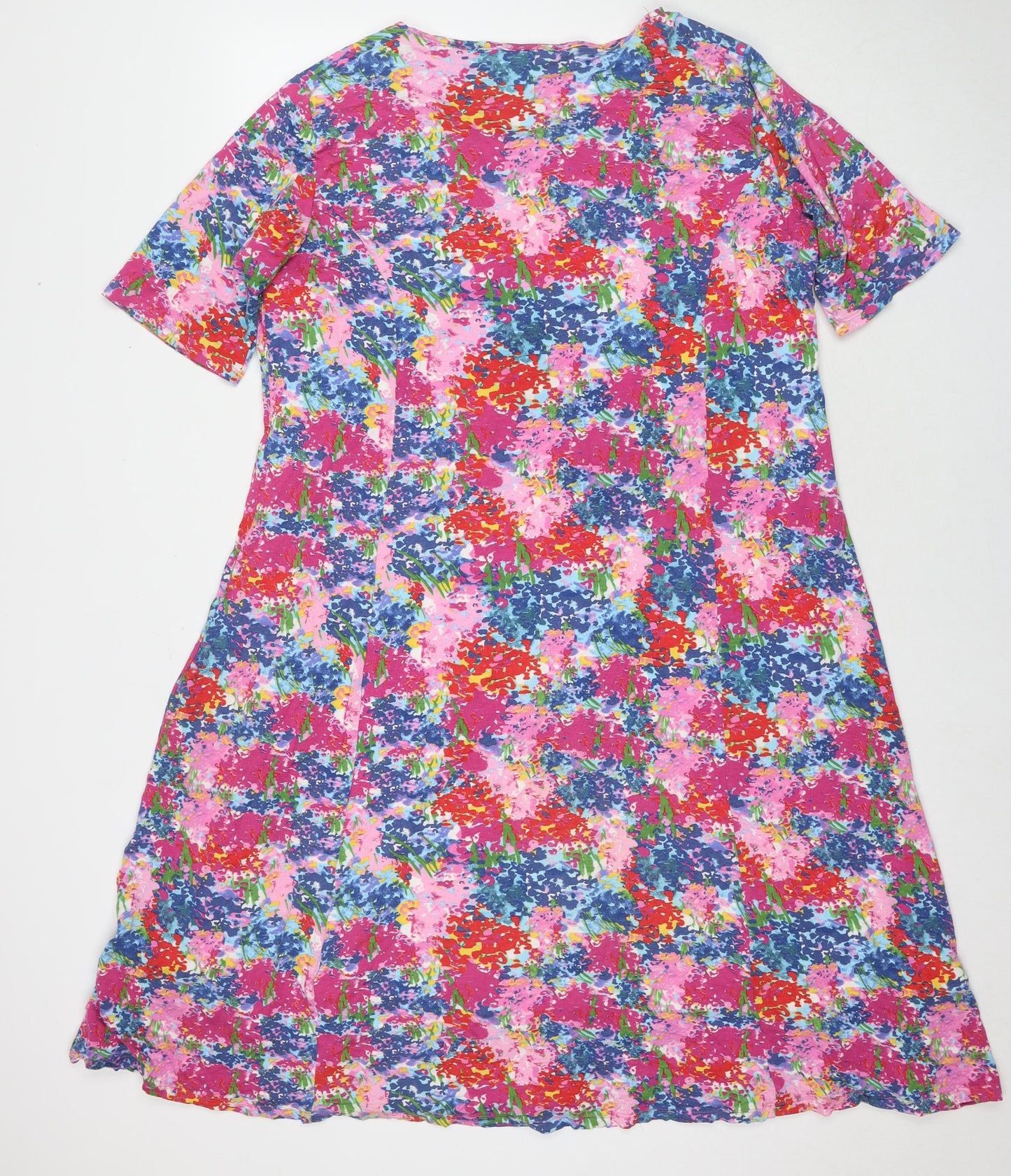 First Avenue Womens Multicoloured Geometric Viscose T-Shirt Dress Size 18 Round Neck Pullover