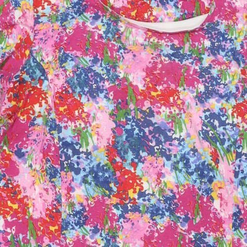 First Avenue Womens Multicoloured Geometric Viscose T-Shirt Dress Size 18 Round Neck Pullover