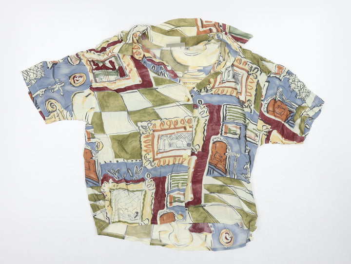 J. Taylor Womens Multicoloured Geometric Viscose Basic Button-Up Size 12 Collared