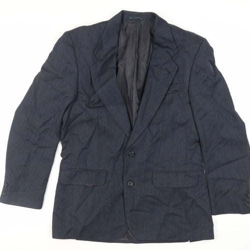 SCOTT Mens Blue Striped Polyester Jacket Suit Jacket Size 40 Regular