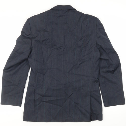 SCOTT Mens Blue Striped Polyester Jacket Suit Jacket Size 40 Regular