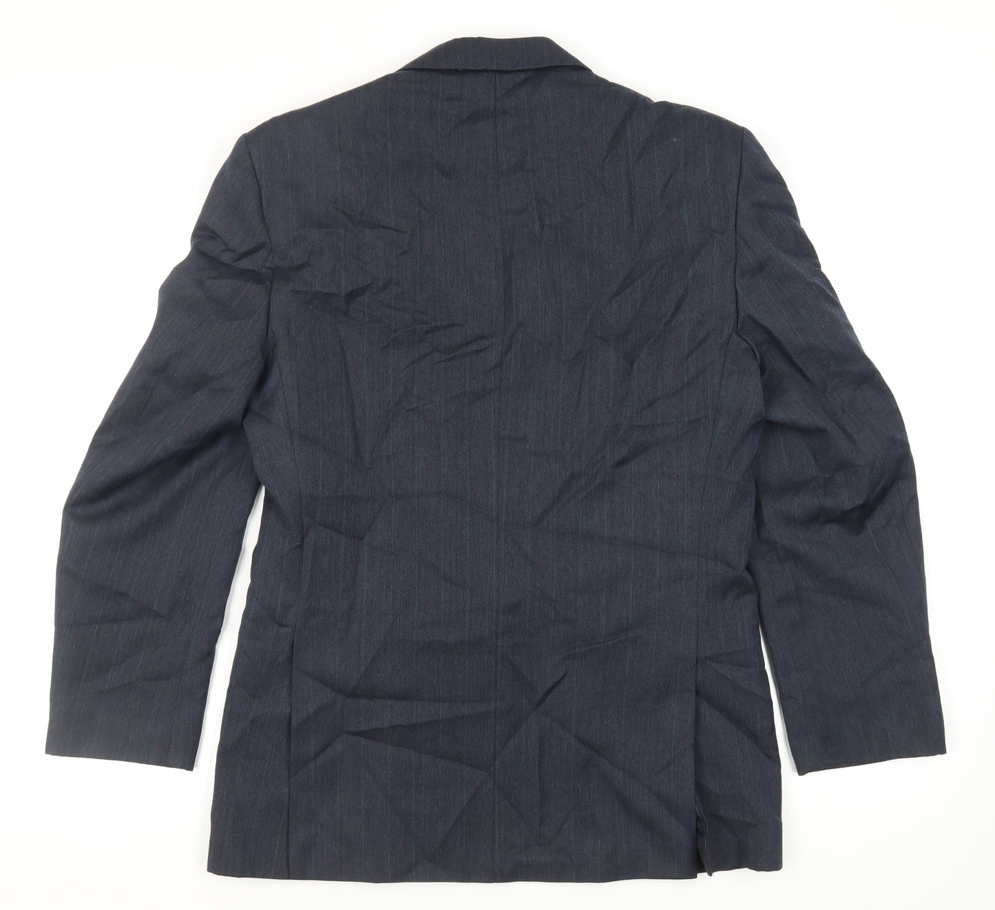 SCOTT Mens Blue Striped Polyester Jacket Suit Jacket Size 40 Regular
