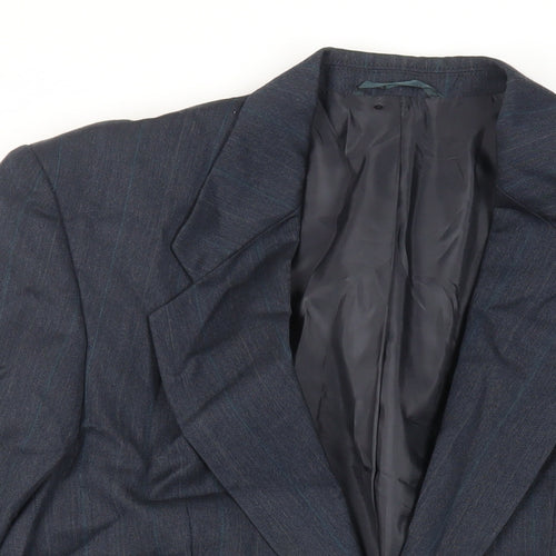 SCOTT Mens Blue Striped Polyester Jacket Suit Jacket Size 40 Regular