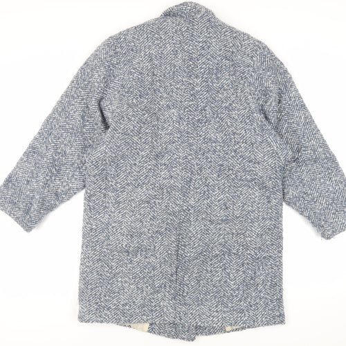 Mango Womens Blue Overcoat Coat Size S Button