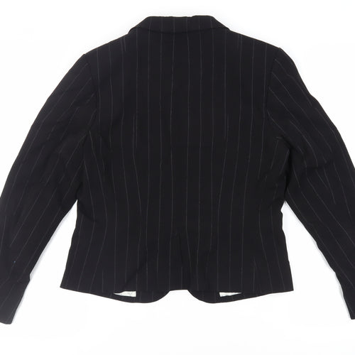 H&M Womens Black Striped Jacket Blazer Size 16 Button