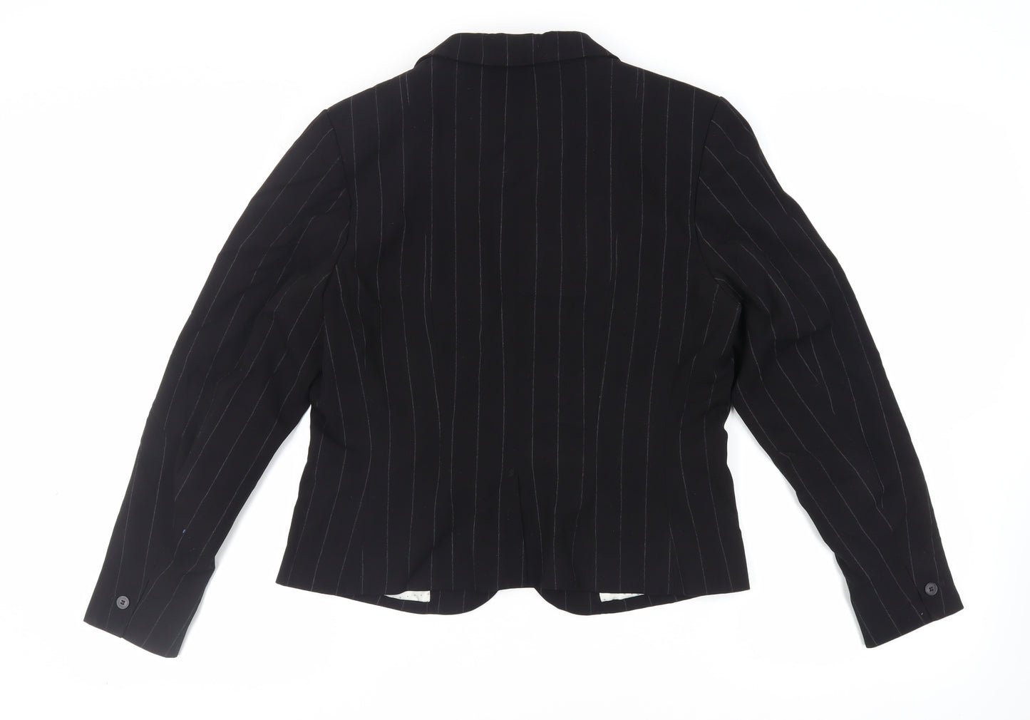H&M Womens Black Striped Jacket Blazer Size 16 Button