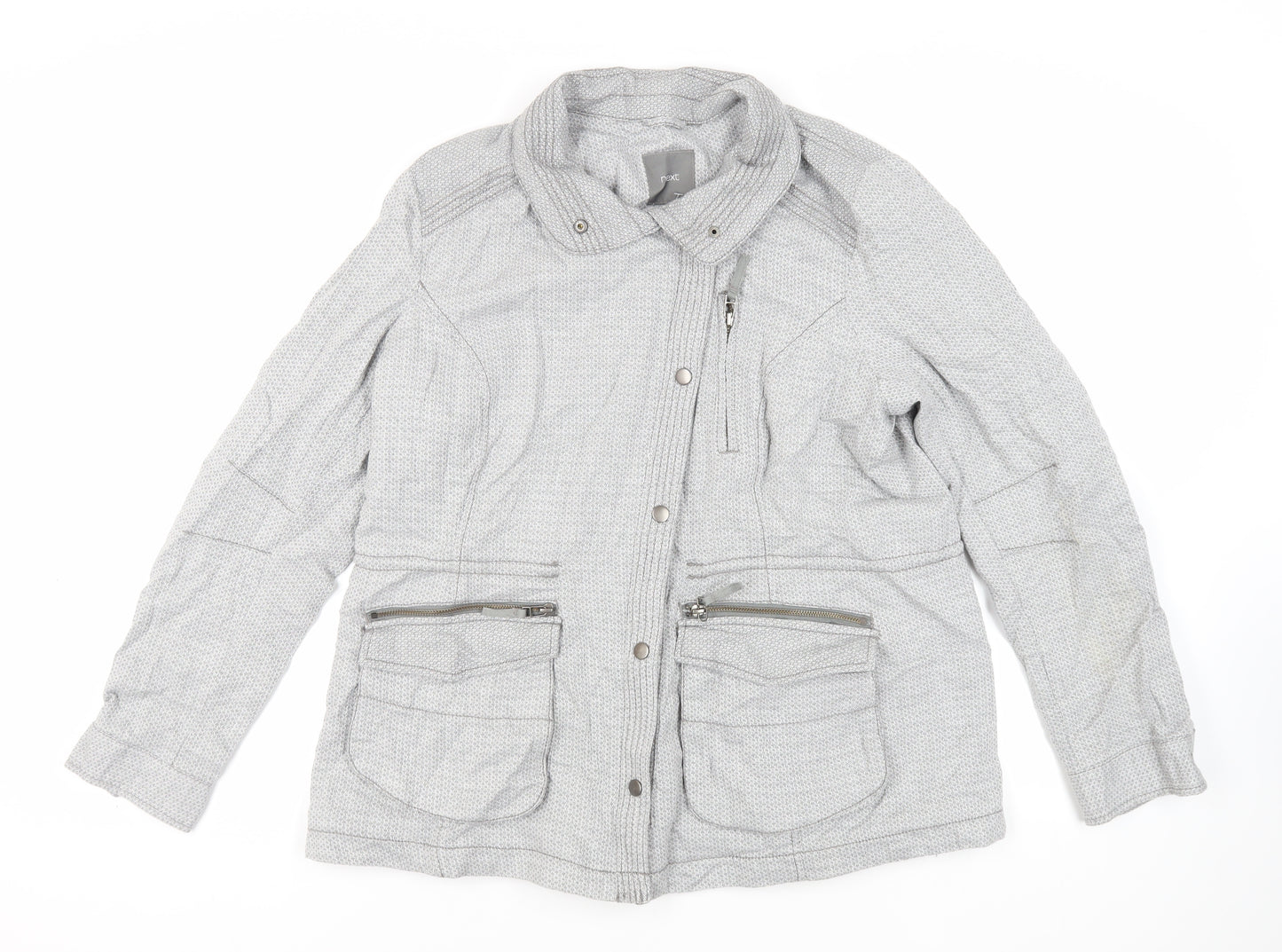 NEXT Womens Grey Geometric Jacket Size 18 Zip