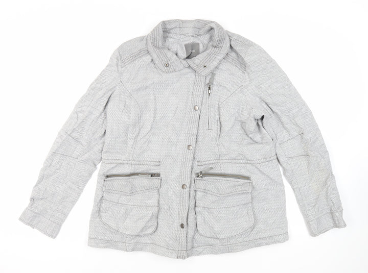 NEXT Womens Grey Geometric Jacket Size 18 Zip