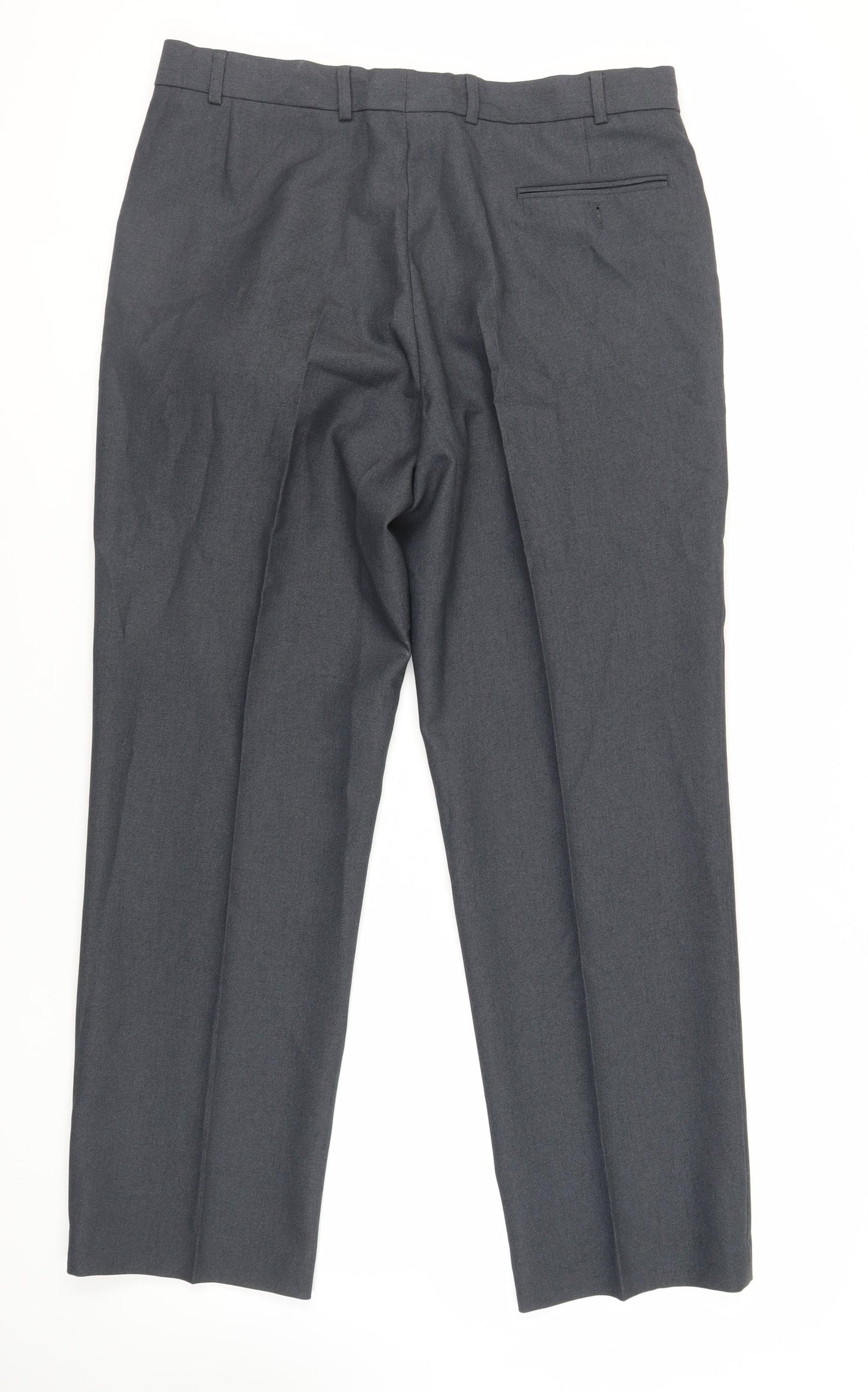 Greenwoods Mens Grey Polyester Dress Pants Trousers Size 38 in L30 in Regular Zip