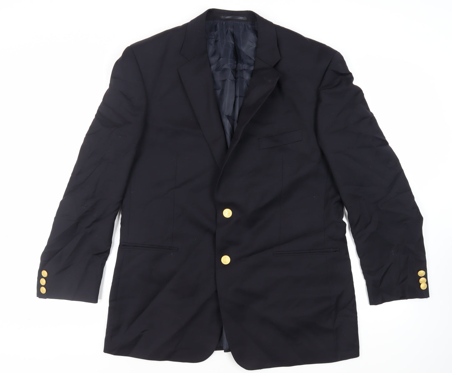 Terry de Havilland Mens Black Wool Jacket Blazer Size 44 Regular