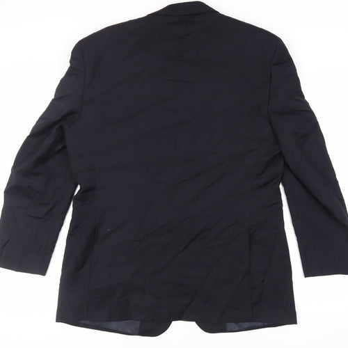 Terry de Havilland Mens Black Wool Jacket Blazer Size 44 Regular