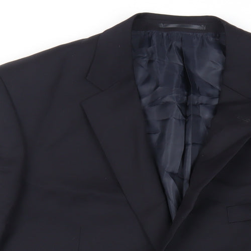 Terry de Havilland Mens Black Wool Jacket Blazer Size 44 Regular