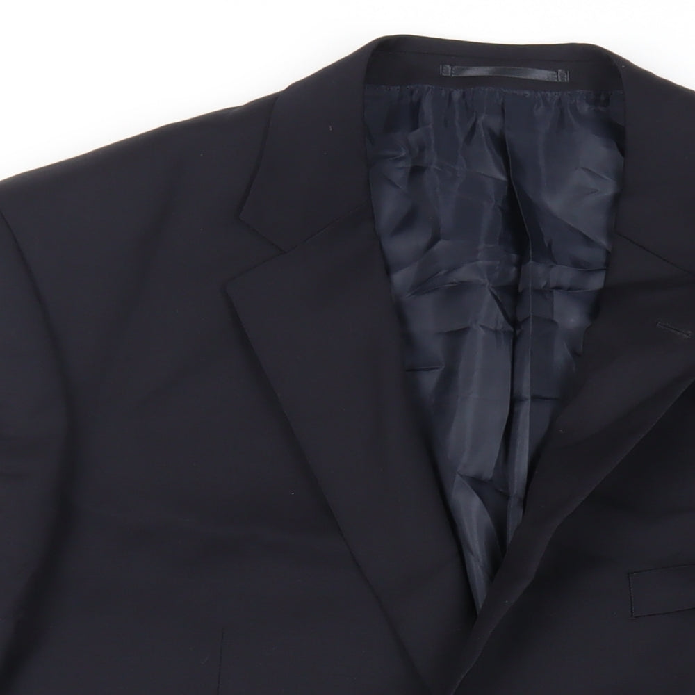 Terry de Havilland Mens Black Wool Jacket Blazer Size 44 Regular