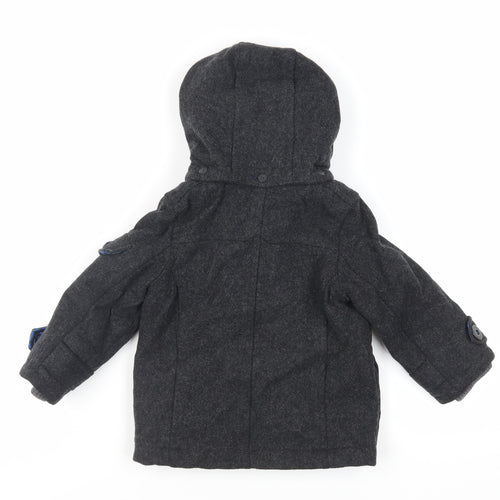 Ted Baker Boys Grey Pea Coat Coat Size 2-3 Years Button - Hooded