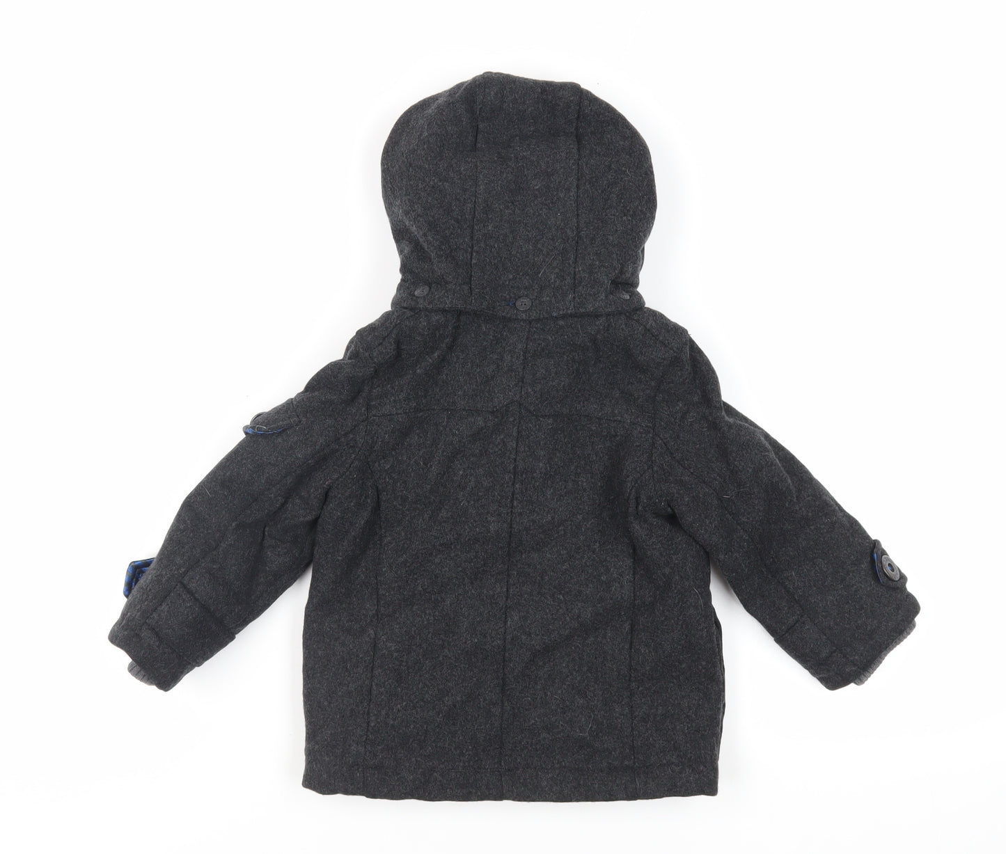 Ted Baker Boys Grey Pea Coat Coat Size 2-3 Years Button - Hooded