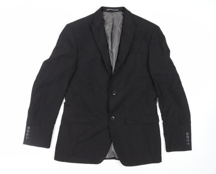 NEXT Mens Black Polyester Jacket Suit Jacket Size 36 Regular