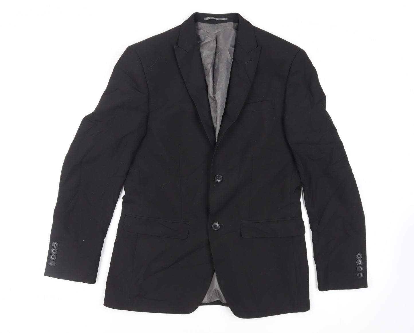 NEXT Mens Black Polyester Jacket Suit Jacket Size 36 Regular