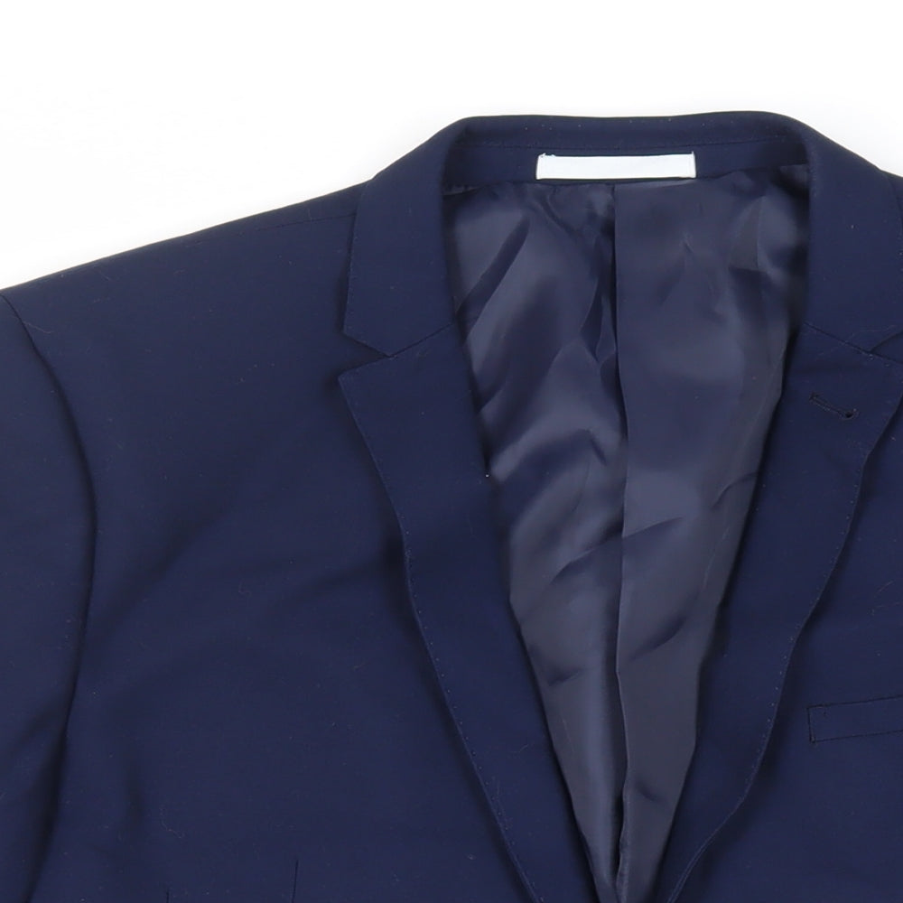 Moss Mens Blue Polyester Jacket Suit Jacket Size 44 Regular