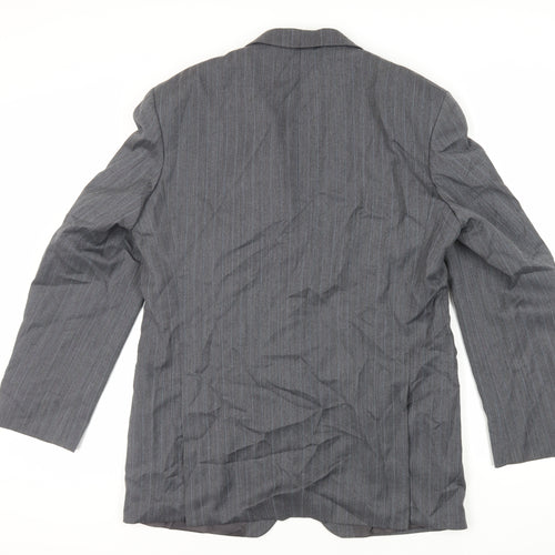 Marks and Spencer Mens Grey Striped Polyester Jacket Suit Jacket Size 42 Regular