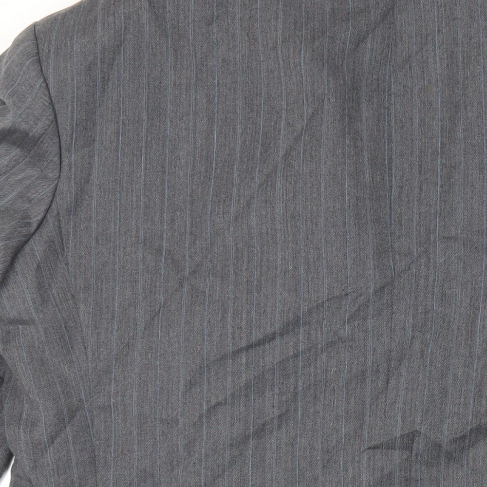 Marks and Spencer Mens Grey Striped Polyester Jacket Suit Jacket Size 42 Regular