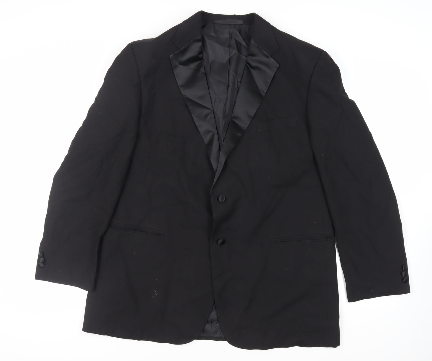 Marks and Spencer Mens Black Polyester Tuxedo Suit Jacket Size 46 Regular