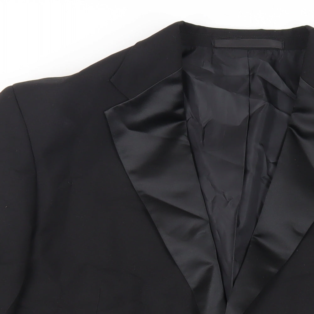 Marks and Spencer Mens Black Polyester Tuxedo Suit Jacket Size 46 Regular