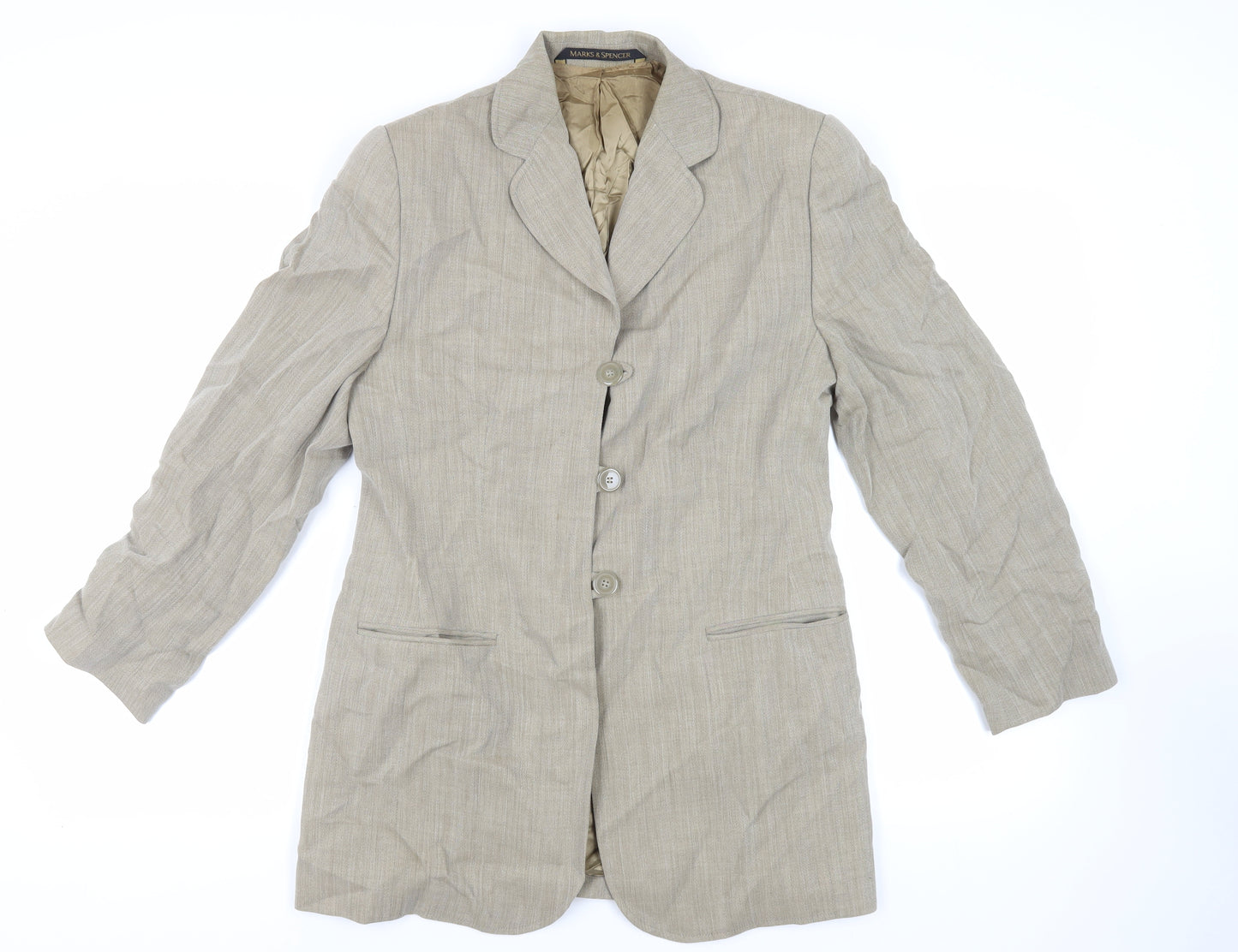 St Michael Womens Green Jacket Blazer Size 14 Button - Vintage