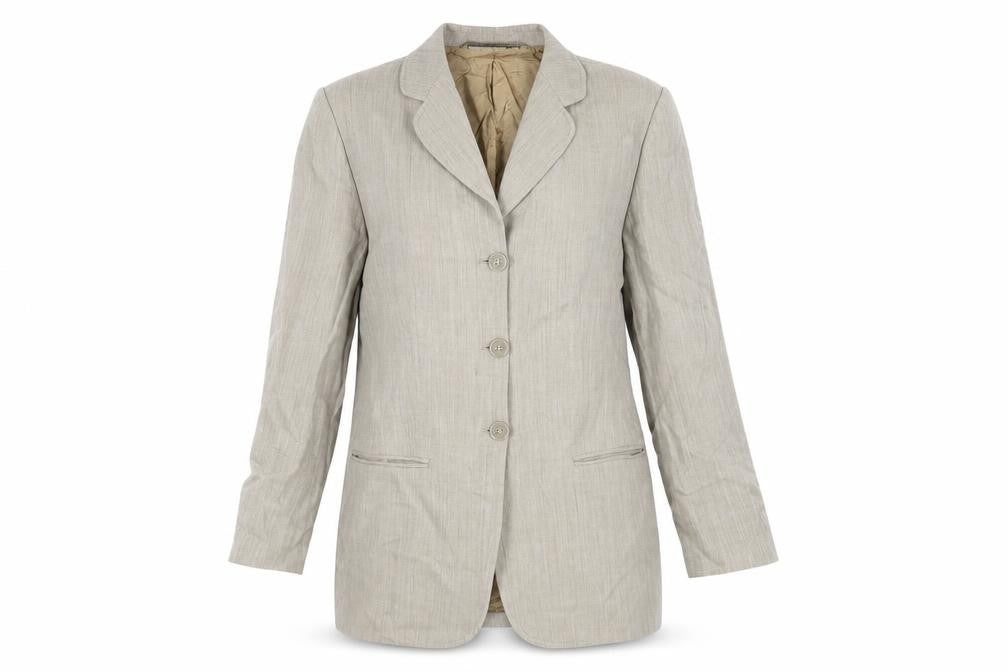 Front view of St Michael women’s green jacket blazer, size UK 14, button - vintage